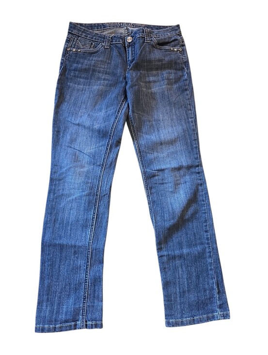 H and G Denim - H and G Los Angeles Y2K Rhinestone Studded Blue Straight-Leg Jeans 13